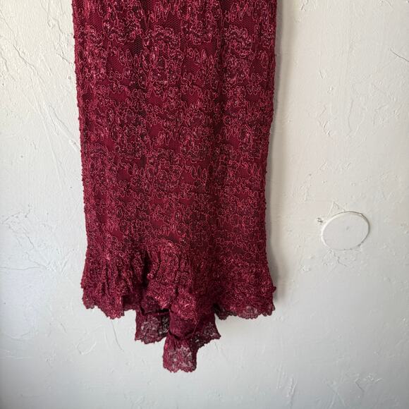 Y2K Betsey Johnson Red Lace Slip Dress XS Ruffle Hem Vamp Romantic Goth Dress - Picture 4 of 11